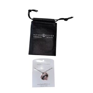 Inspired Silver Middle Sis Pink Crystal Heart Pendant Necklace Gift Pouch gift